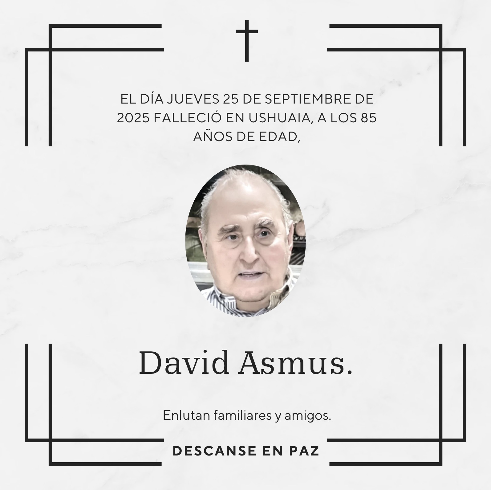 Fallecimiento | David Asmus.